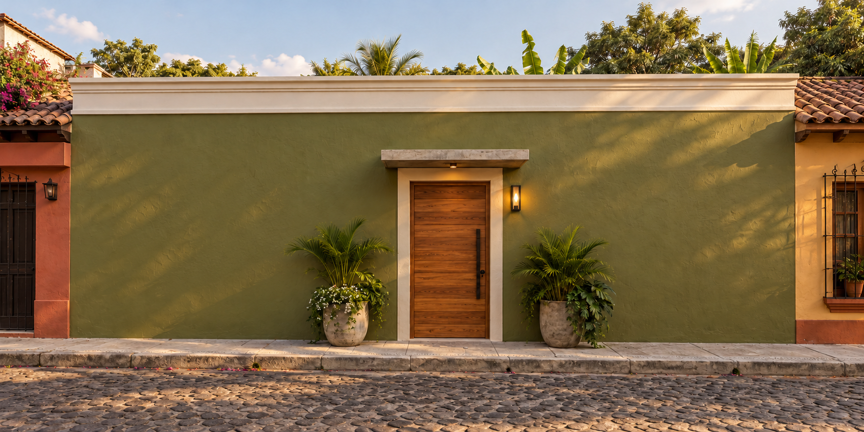 Windowless olive-green row house.png