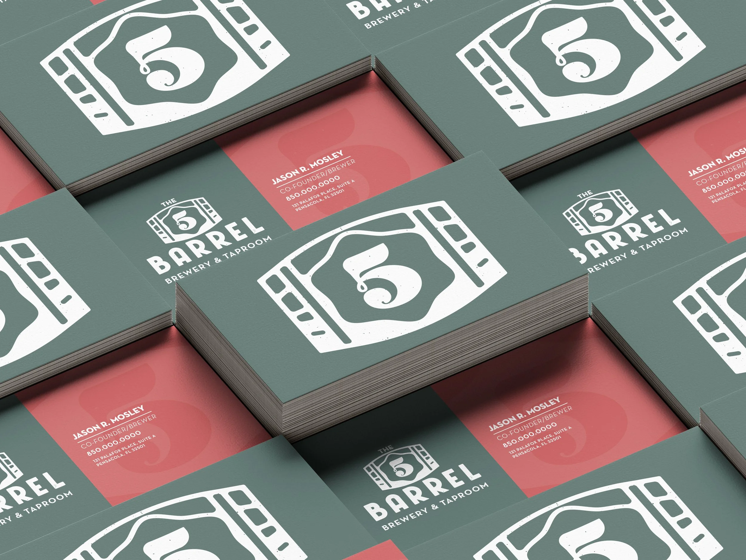 5 Barrel Brewery Taproom Logo design Branding Business Card Design