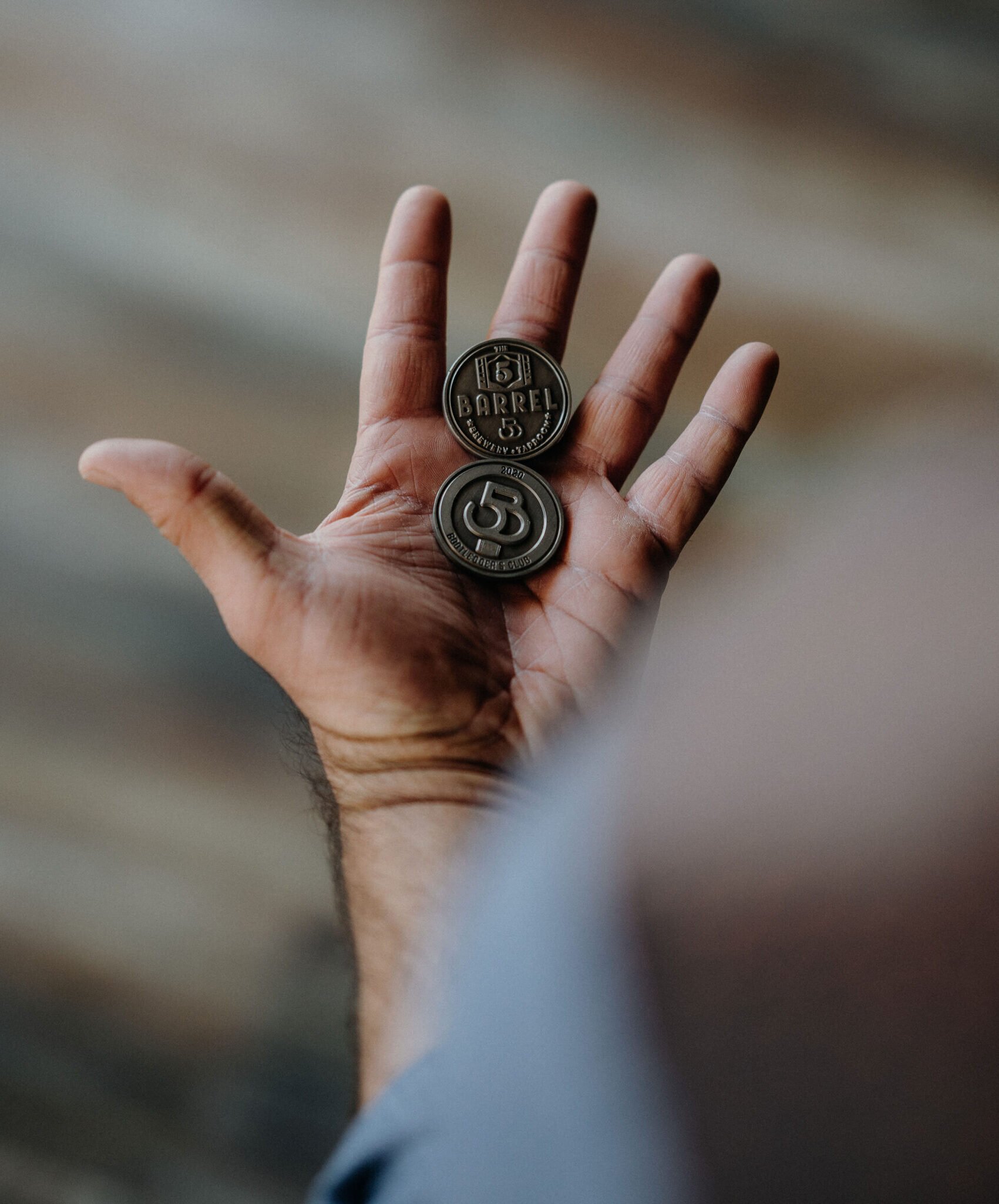5 Barrel Brewery Taproom Logo design Branding Visual ID Coin