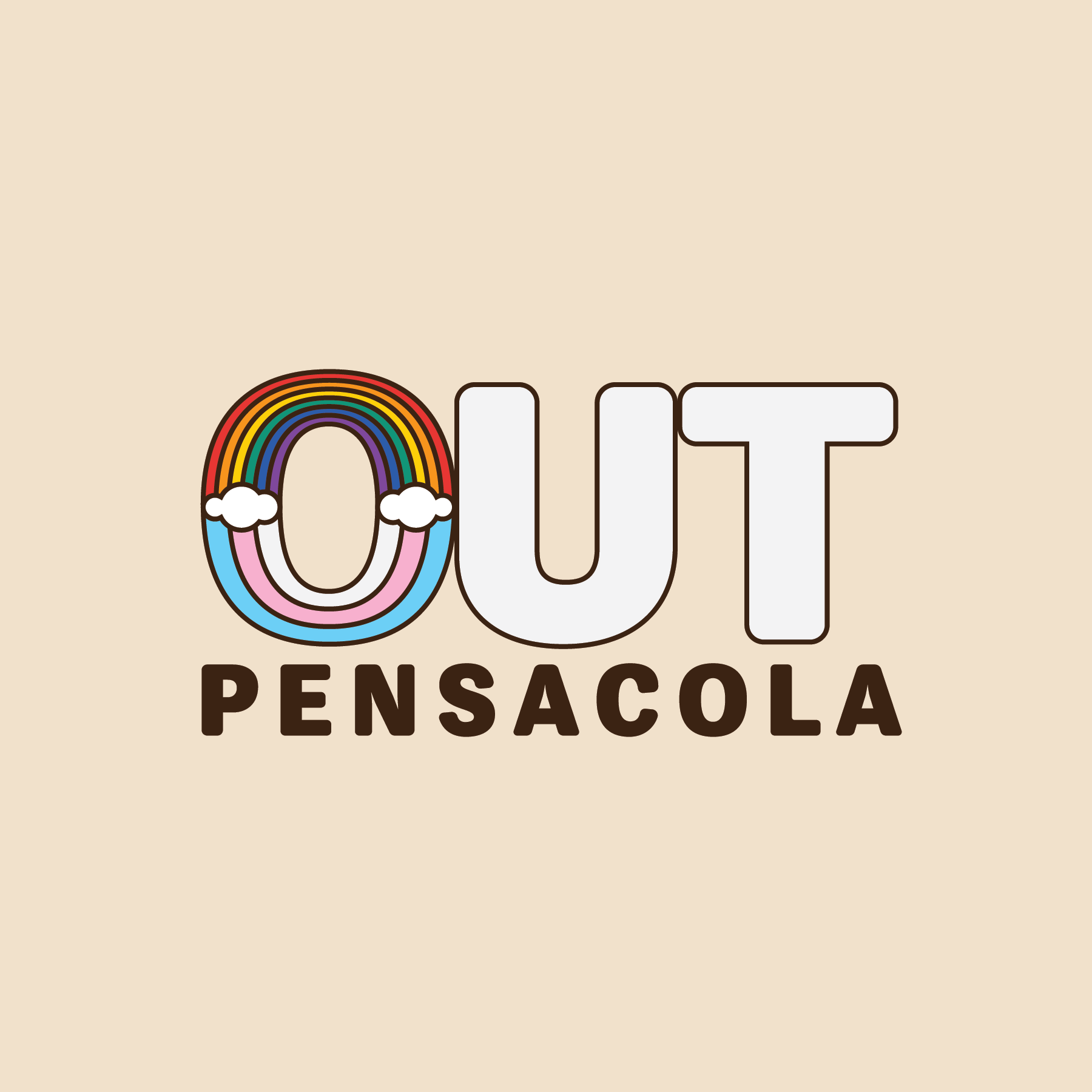 Out Pensacola LGBTQ Branding Logo Design Visual ID Rainbow Trans Flag