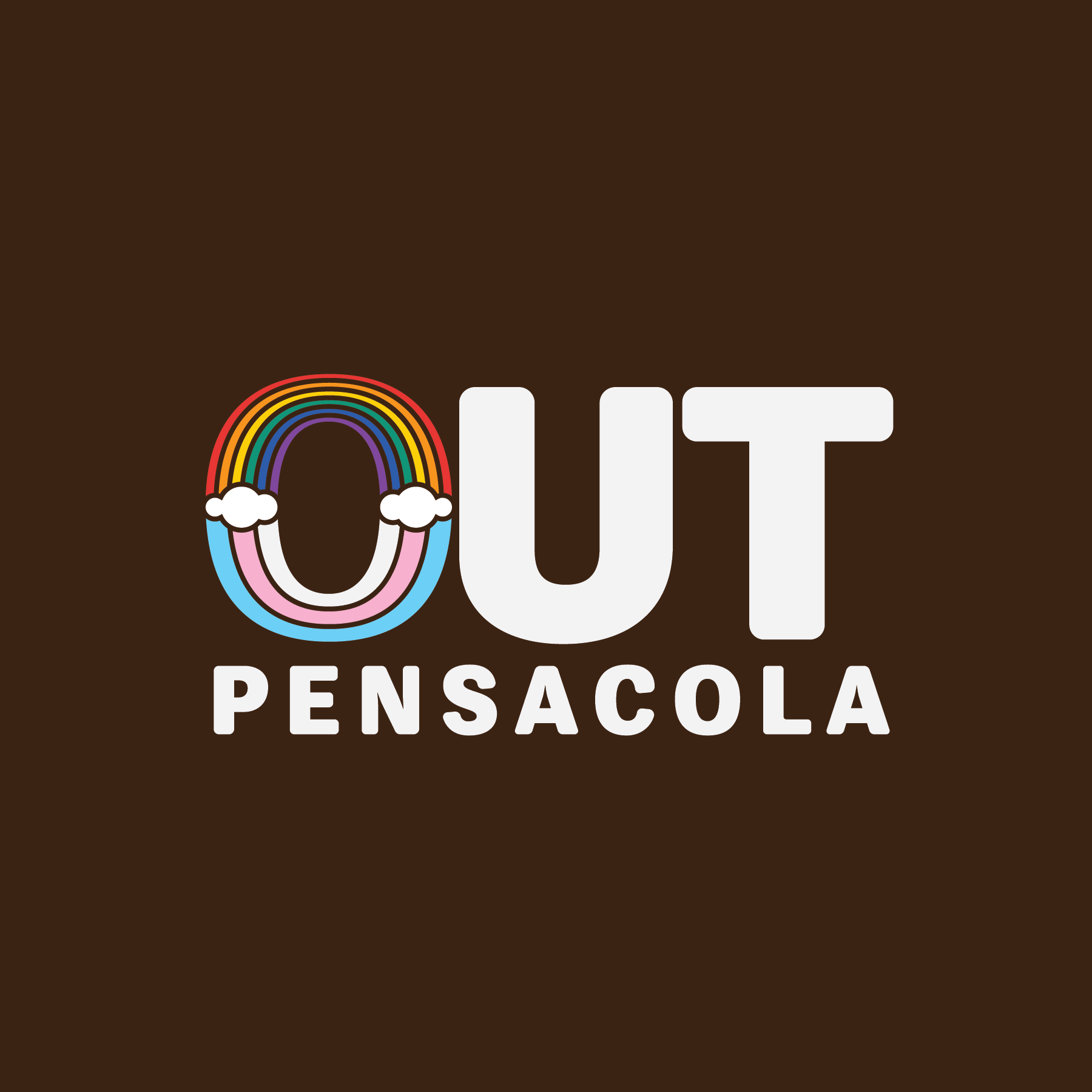 Out Pensacola LGBTQ Branding Logo Design Visual ID Rainbow Trans Flag