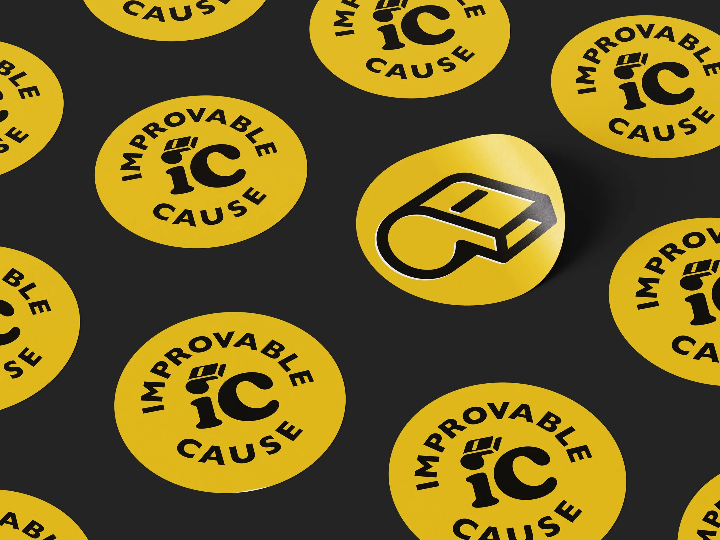 Improvable Cause Improv Troupe Logo Design Whistle Branding Stickers
