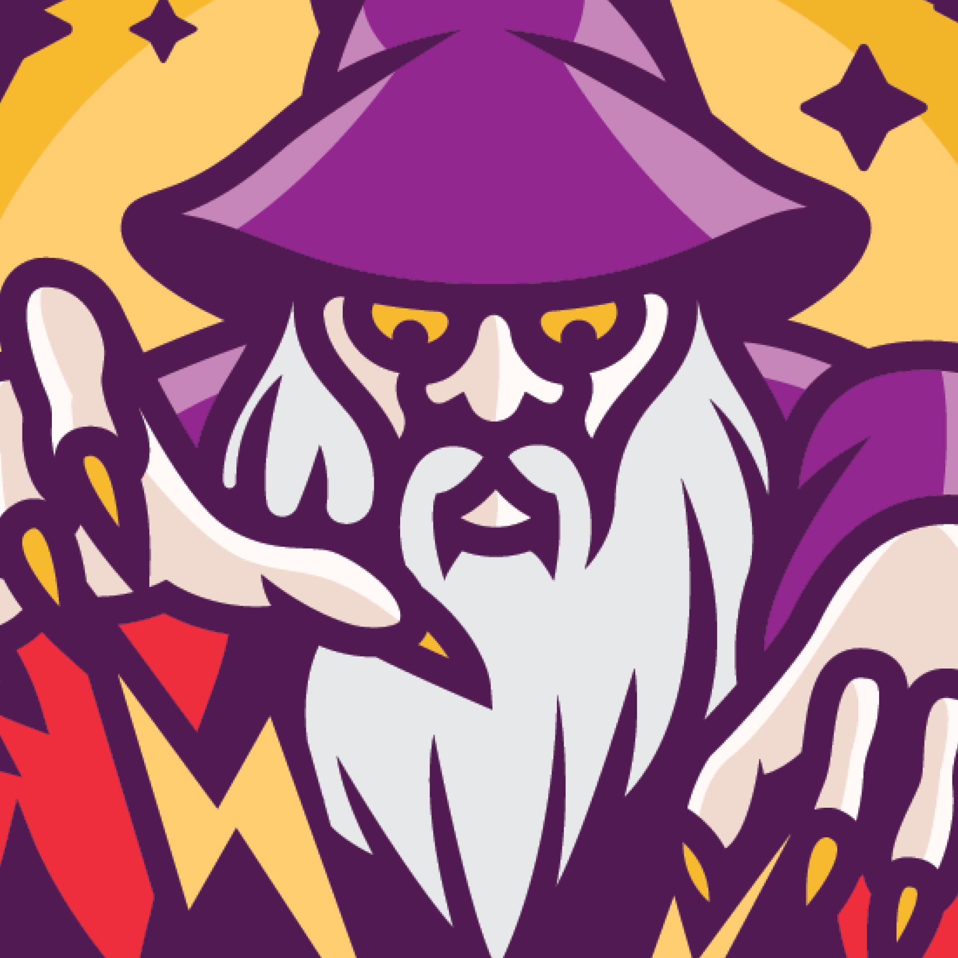 Magitech Wizards logo design IT company mascot in a shield with lightning and stars branding