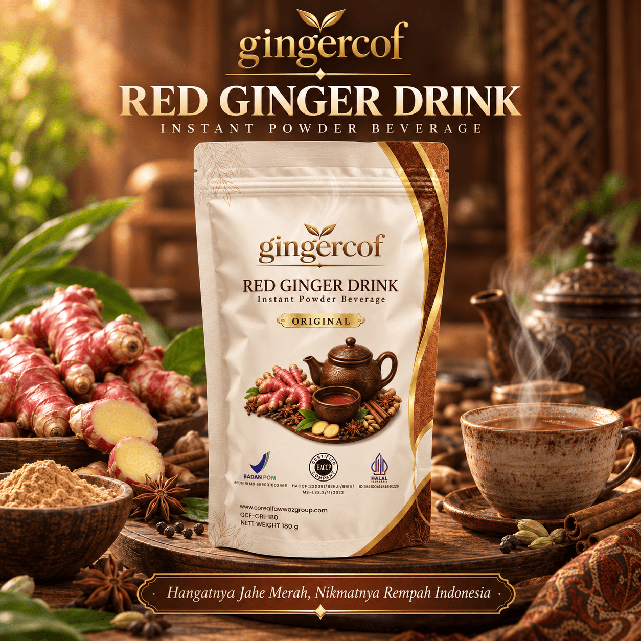 Gingercof - Red Ginger Drink - Instant Powder Beverage