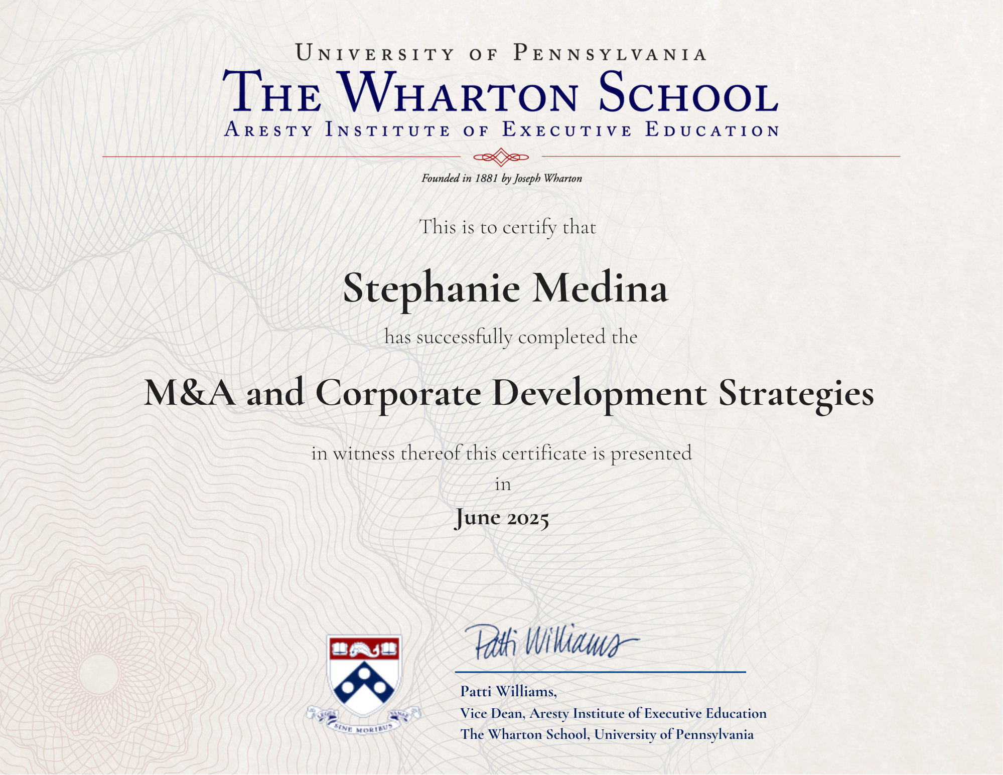 WHARTON CORPORATE DEVELOPMENT