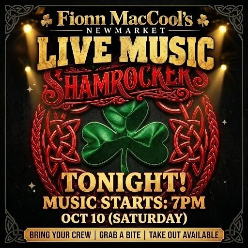 Tonight&rsquo;s the night! 🎉🎶

📍 Fionn MacCool&rsquo;s 
(17315 Leslie St, Newmarket)
⏰ Music starts: 7:00 PM

We can&rsquo;t wait to see everyone! 
Grab a drink or get some takeout, and come hang out! 🍻☘️