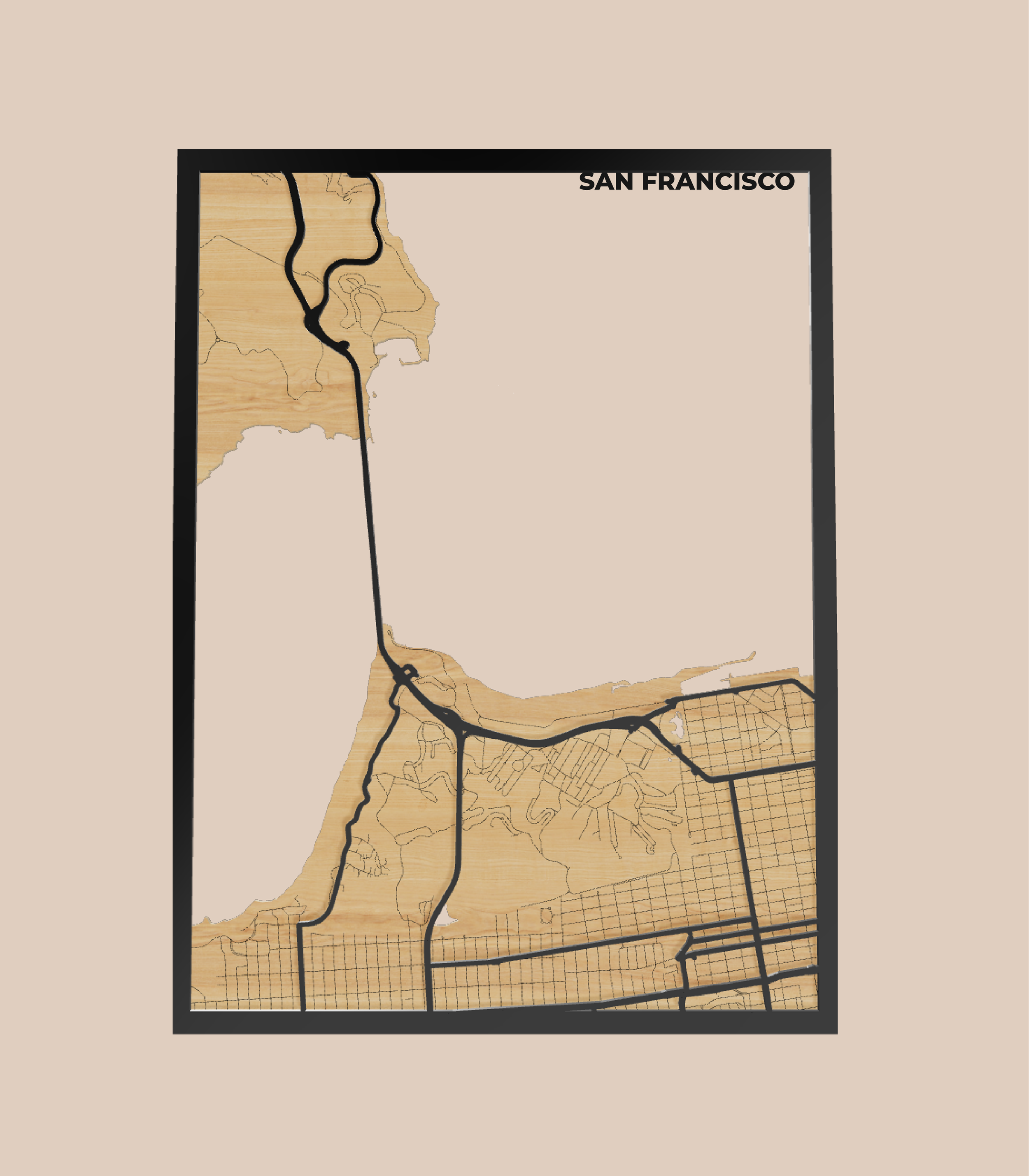 Stadssnede San Francisco 29x39 cm (2 laags)