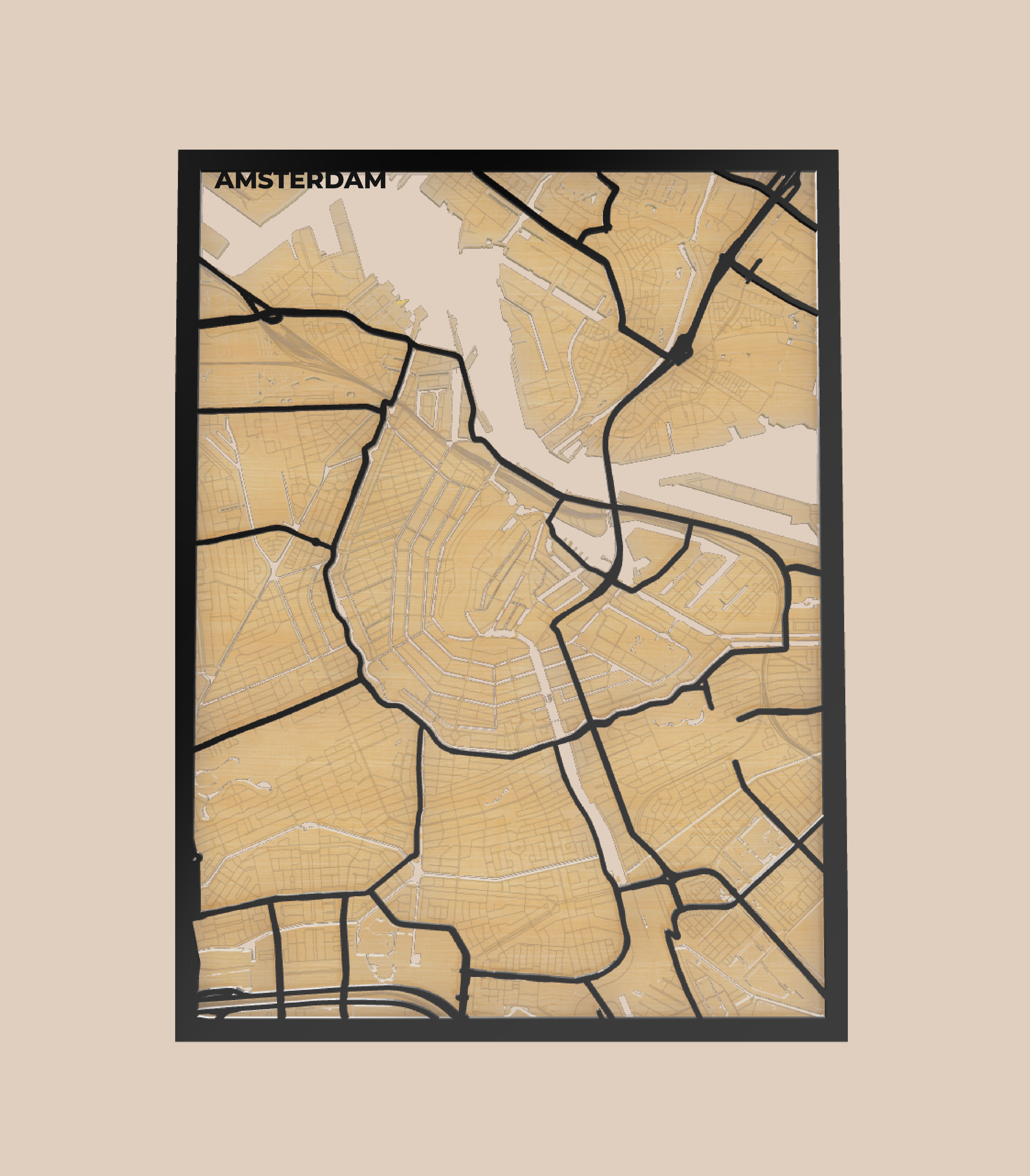 Stadssnede Amsterdam 29x39 cm (2 laags)