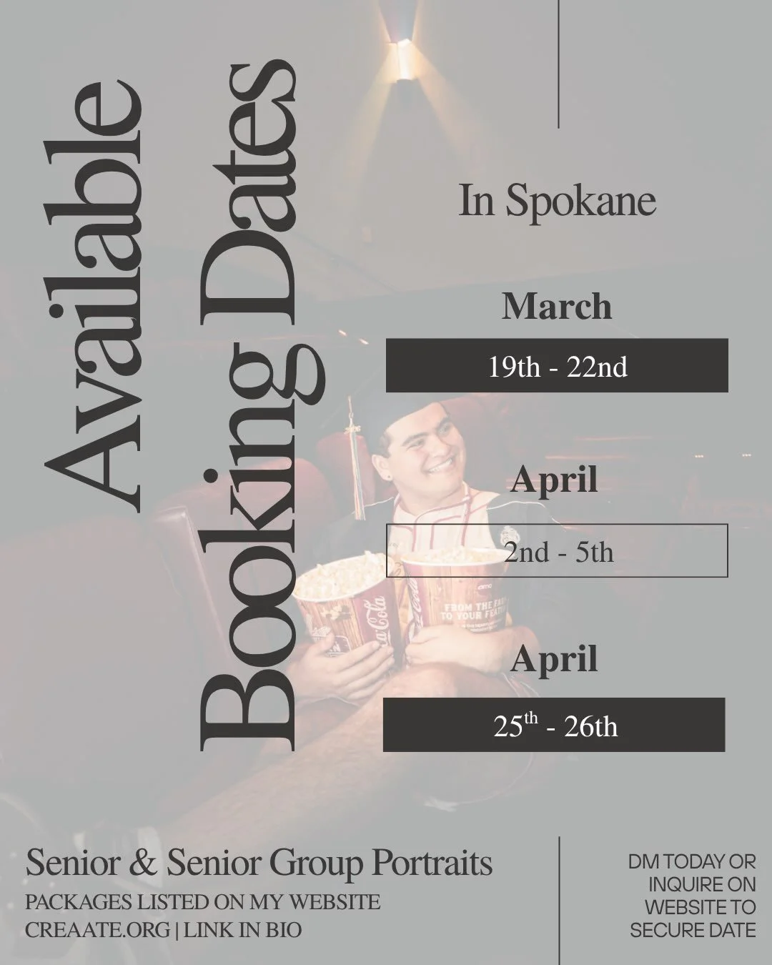 Hey Friends, Bookings Are Live for Spring Sessions 🤍
My website is newly updated with all the packages and prices! Book early to secure your spring senior session. 
-
#creaate #photography #seniorportraits