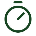 An icon of a stopwatch or timer in green.