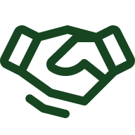 Simple green line drawing of a handshake