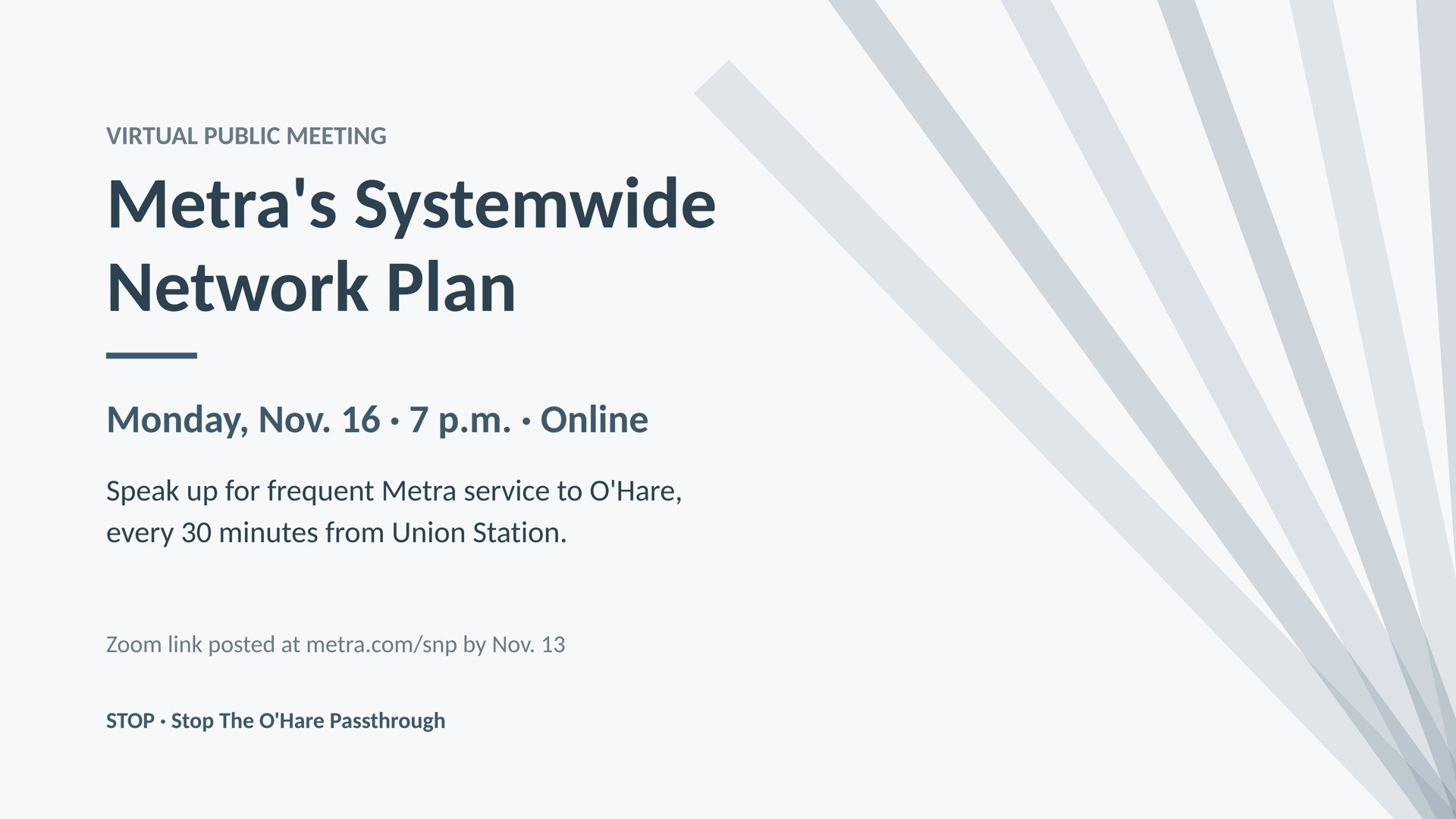 Metra Systemwide Network Plan: Virtual Public Meeting