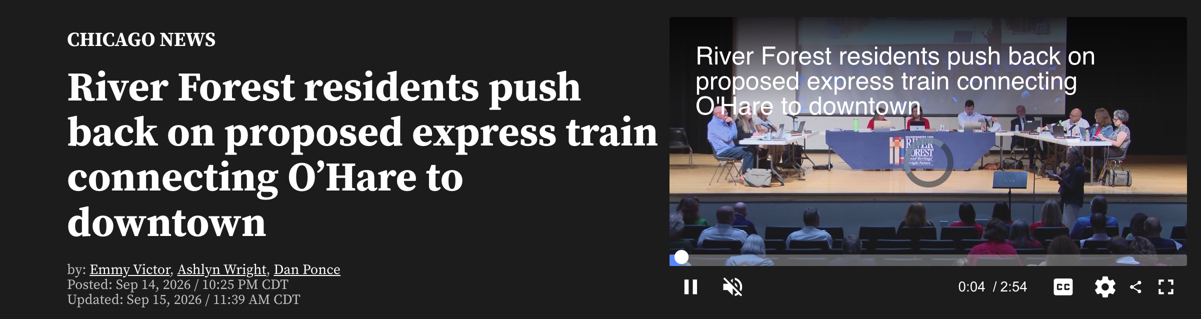 More than 150 people attended Monday night’s board meeting at Trinity High School.

While the proposed train would run through several communities, residents who live along the railroad tracks in River Forest seem particularly unhappy about the proje