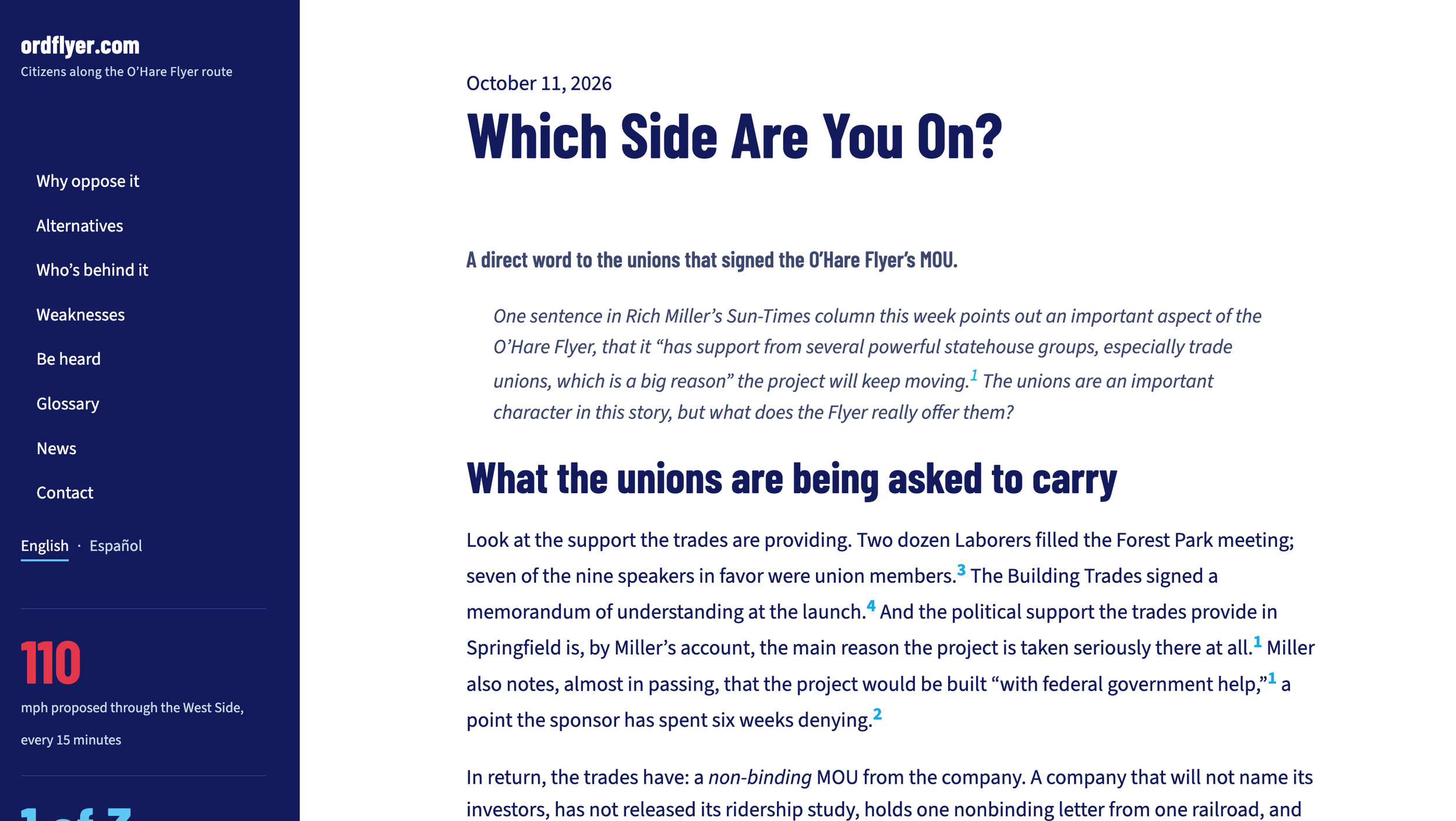 What the unions could be carrying instead
The same trades, the same crafts, the same corridor could be supporting projects that exist today:

The CTA Blue Line Forest Park branch. Thirteen miles, the first full reconstruction since 1958, more than 84
