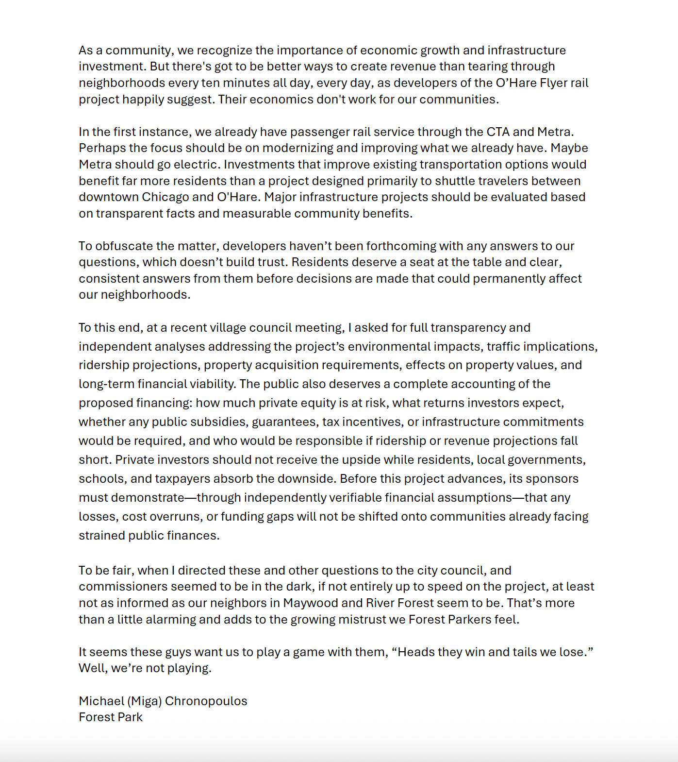 Forest Park Transparency | Michael Chronopoulos