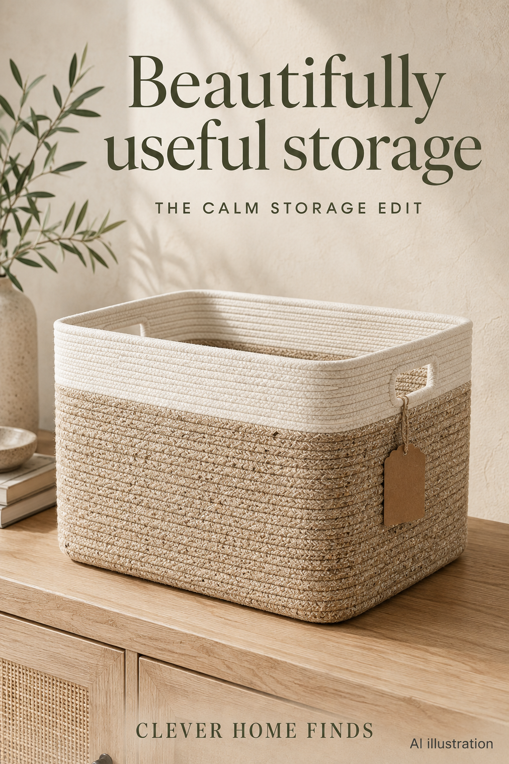 Two-tone cotton rope shelf basket