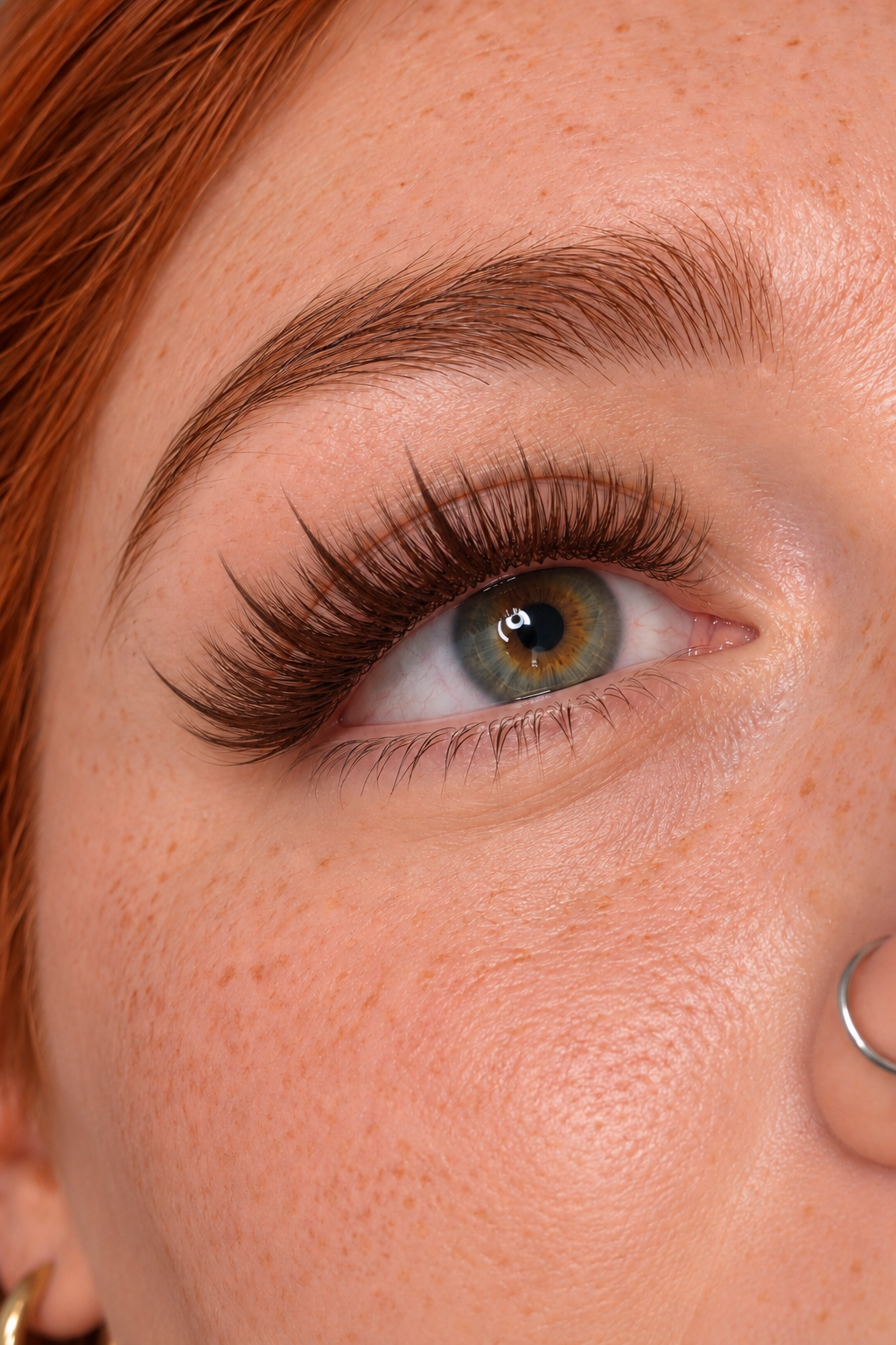     Close-up of custom volume lash extensions with a soft, full finish at Flaunt & Flutter Lashery.