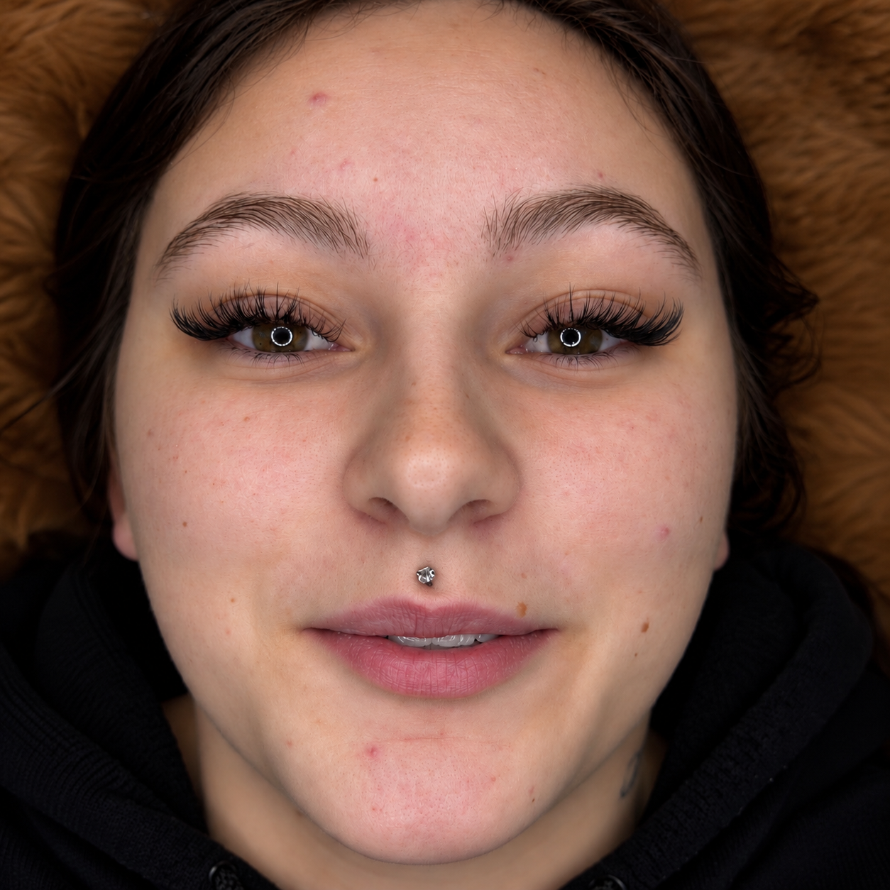     Close-up of custom classic lash extensions by Flaunt & Flutter Lashery in York, PA.