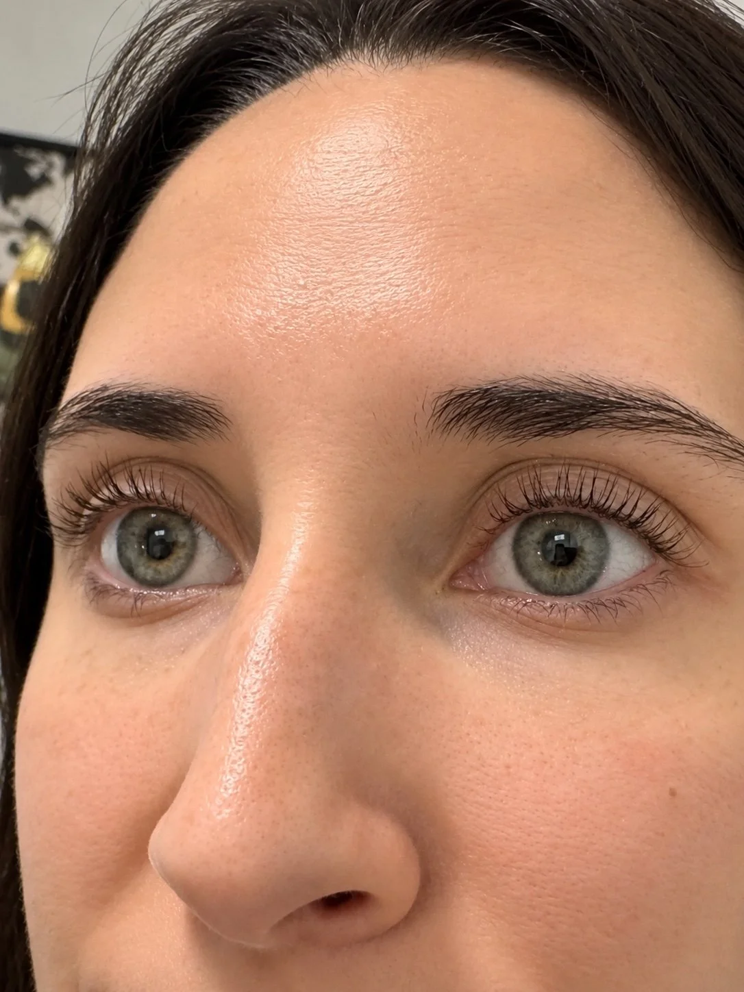     Close-up of natural lashes after a lash lift at Flaunt & Flutter Lashery in York, PA.