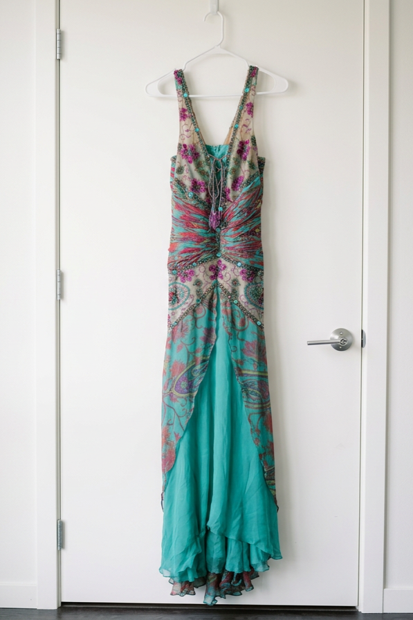 Silk Beaded European Evening Dress szM