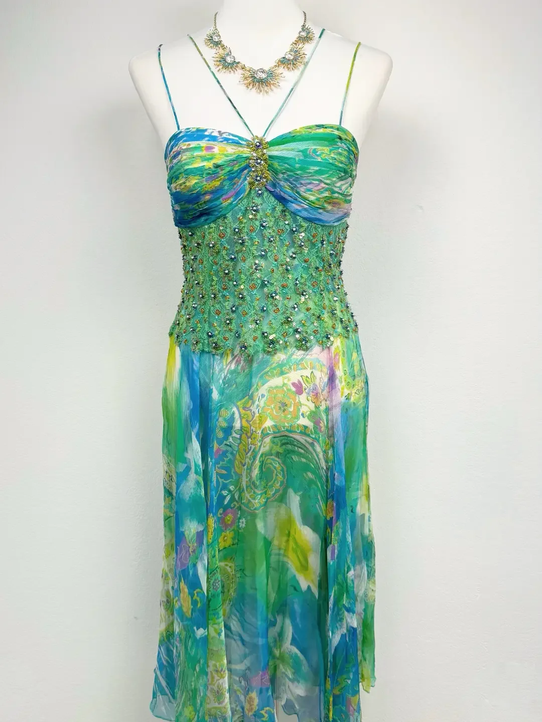 Y2K Mermaid Halter Midi Dress Small