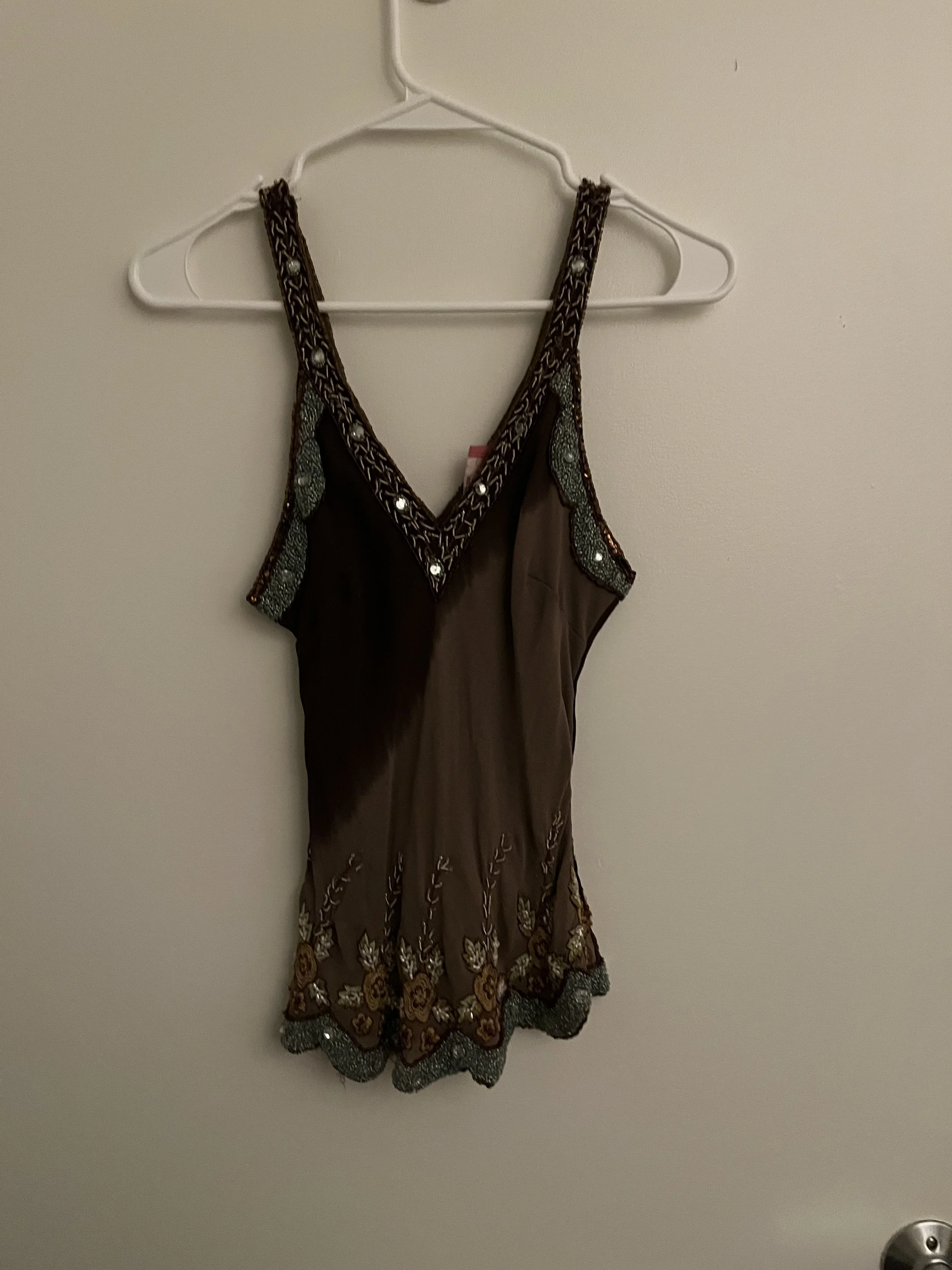 Aftershock Brown Beaded Top