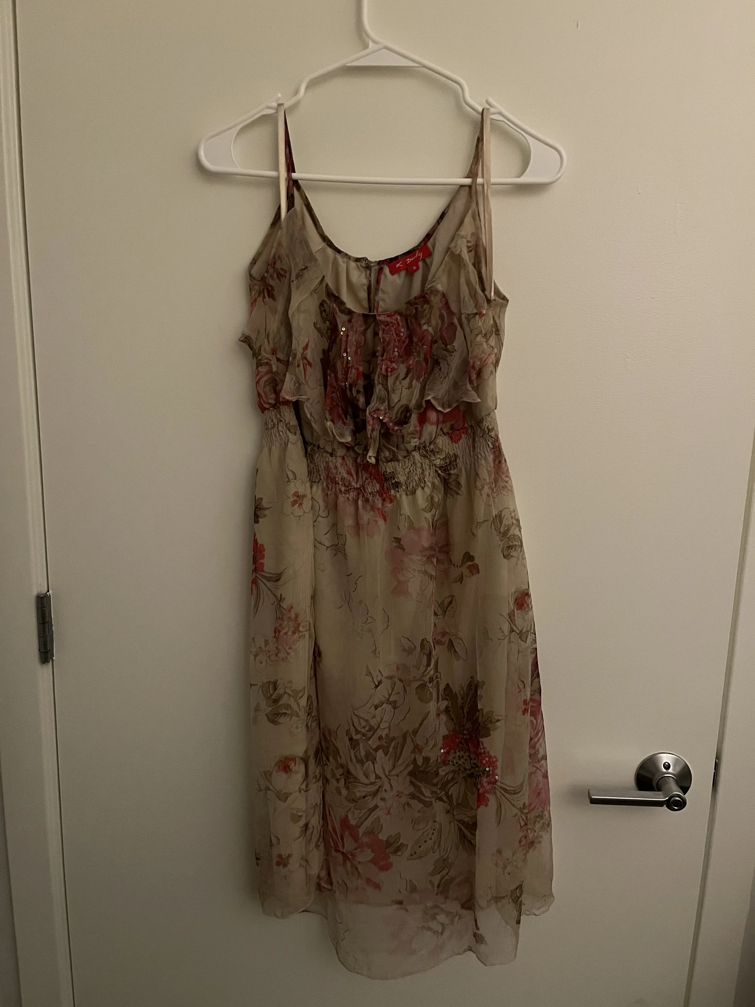 Derhy White Floral Beaded Short Dress
