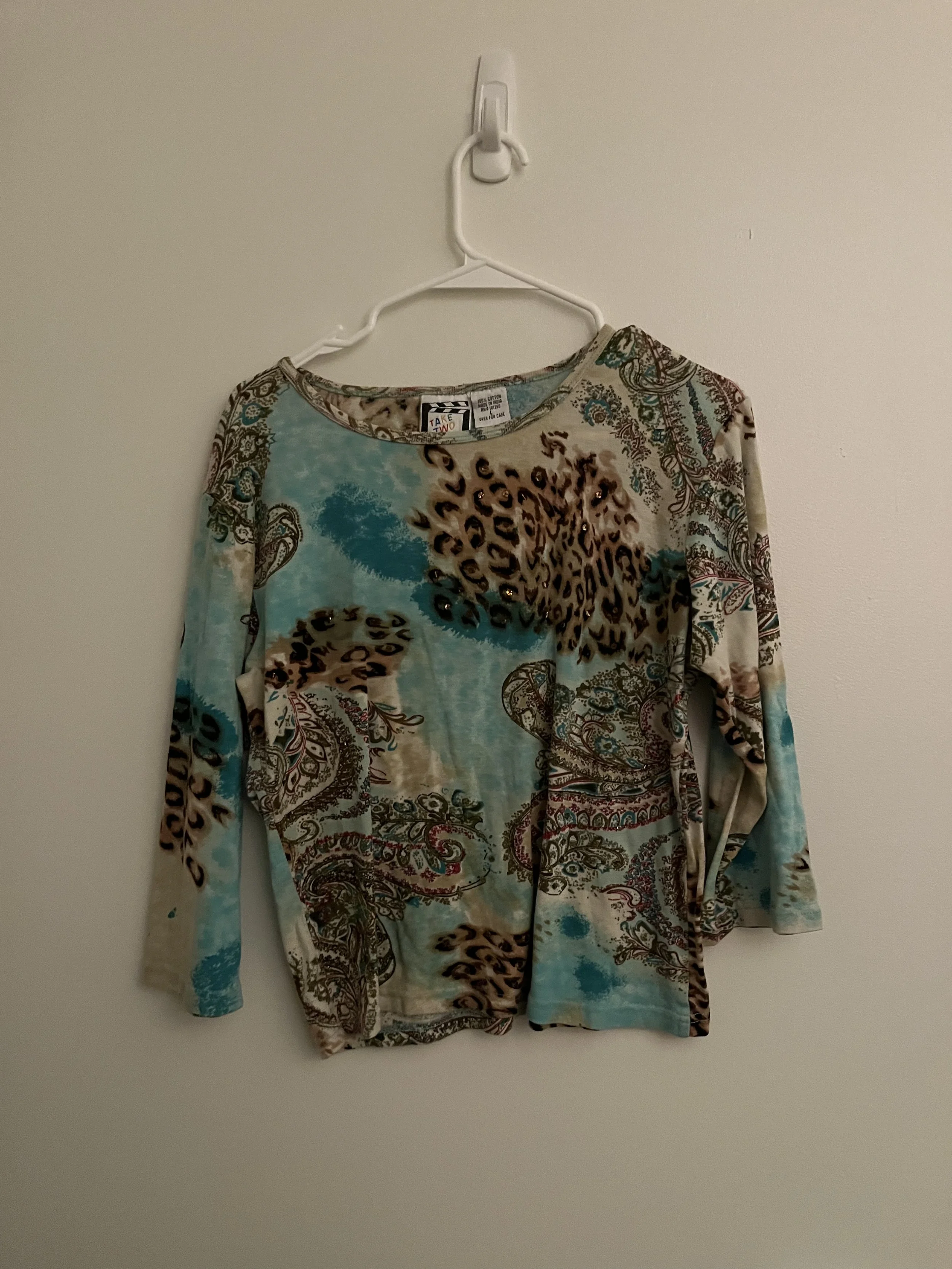Cheetah Blue Paisely Longsleeve Top
