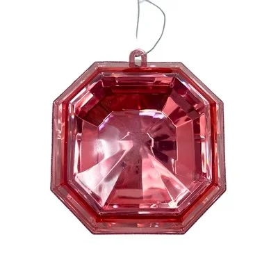 Acrylic Square Precious Gem Ornament - Pink 6”