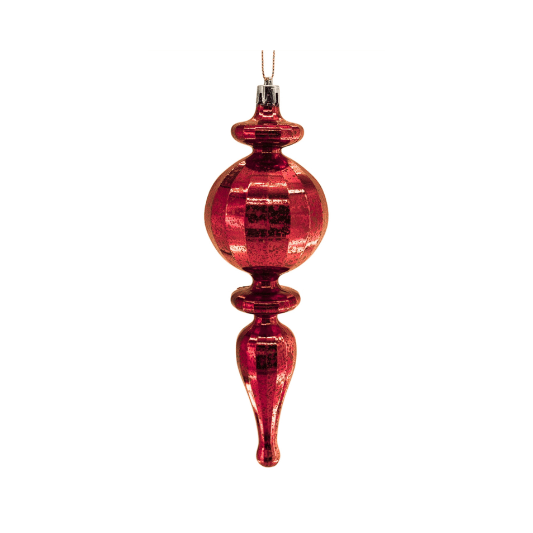 Mercury Finish Rounded Plastic Finial 7.5'' - Red