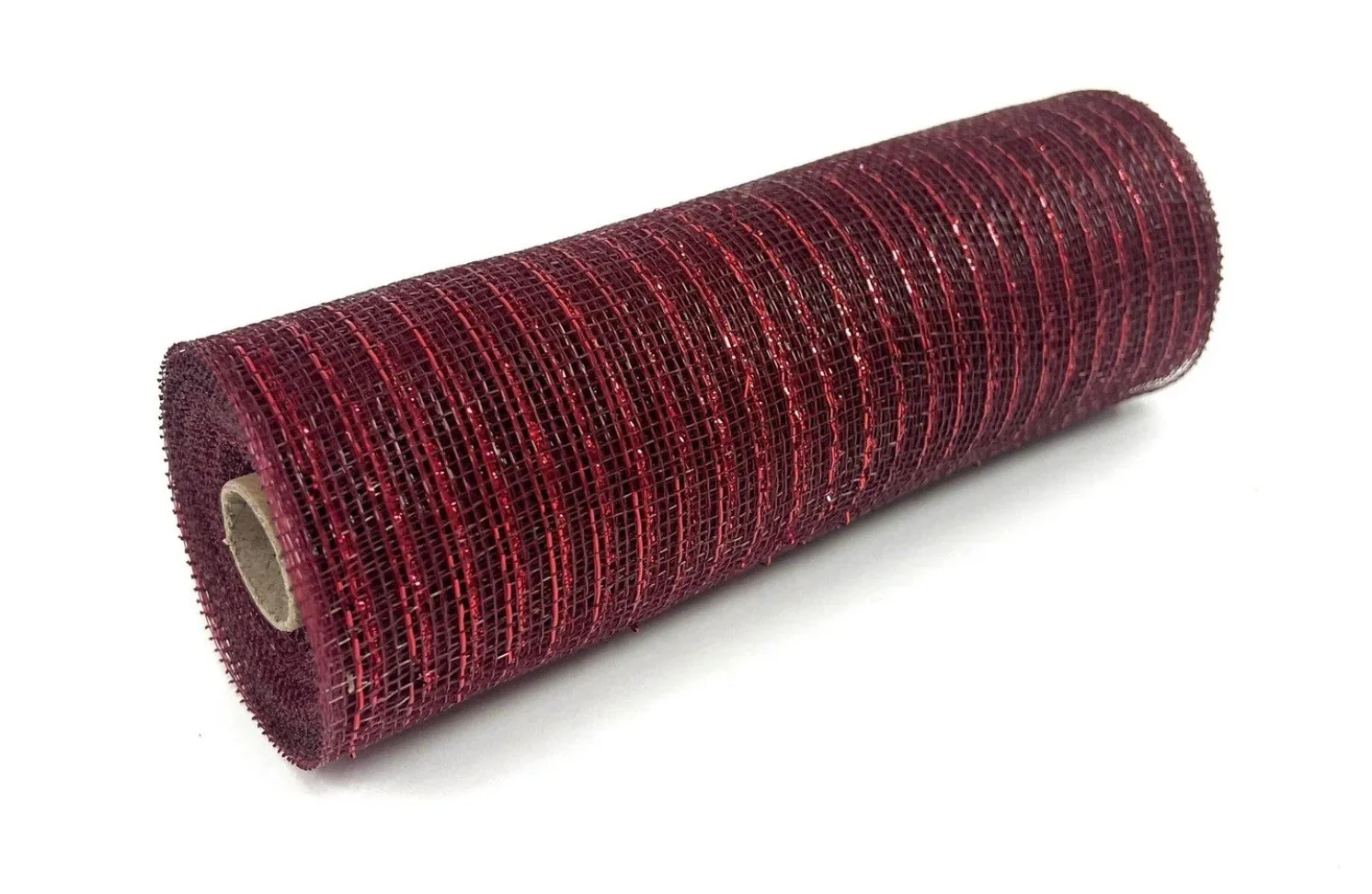 Burgundy - Deco Mesh Metallic Stripes - 10 Inch x 10 Yards