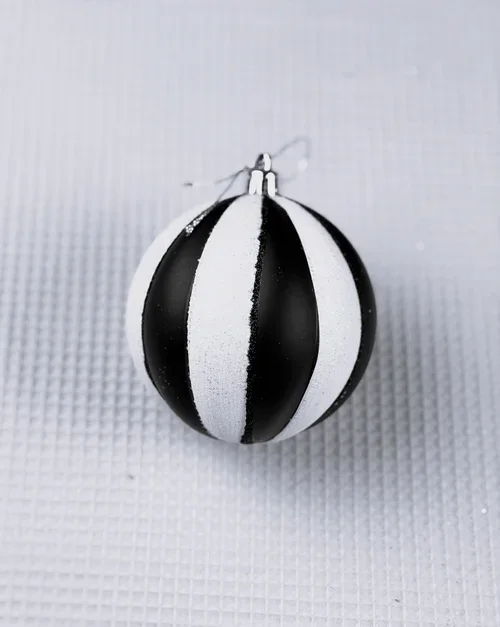 Black & White Vertical Stripe Ball Ornament