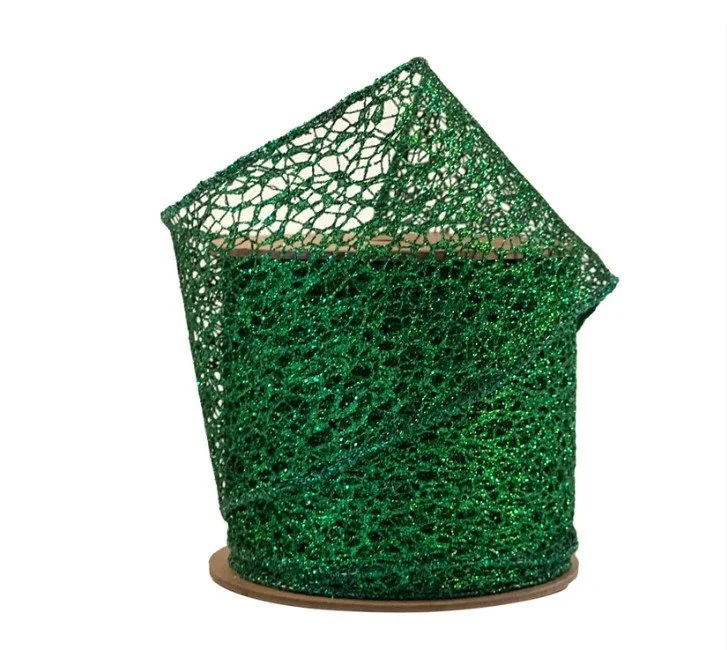 Green Mesh Wired Ribbon 3