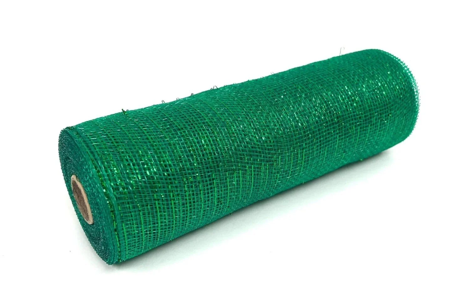 Emerald Green - Deco Mesh Metallic Stripes - 10 Inch x 10 Yards