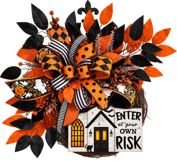 Haunted House Halloween Wreath