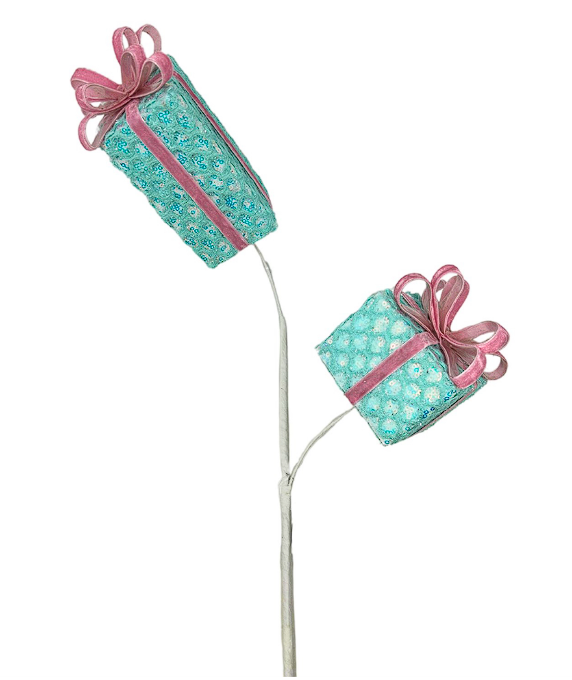 Sequin Confection Gift Box Spray - Lt. Blue/Pink 28”