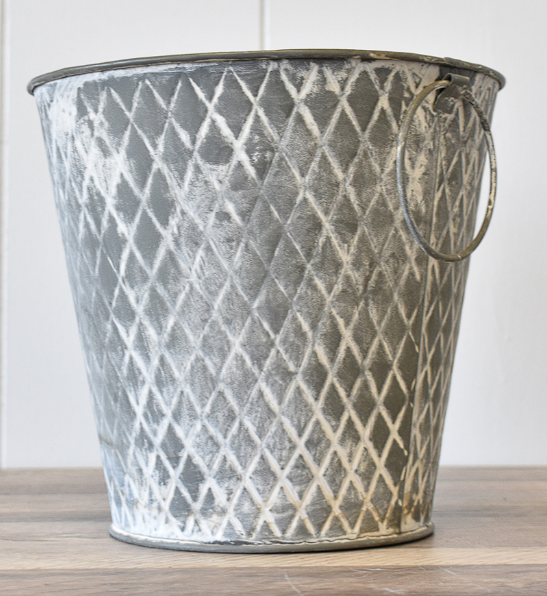 7.75” Quilted Metal Bucket - Ant. Gray