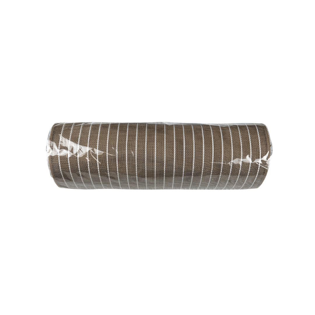 Deco Poly Mesh — Natural with White Stripes (10 in. x 10 yds.)