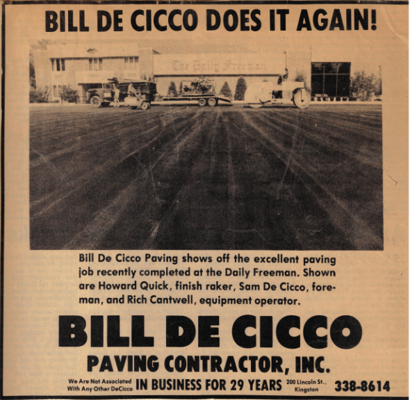 This picture was taken in 1976. We still have the same phone number ! We stick with what works, here at Bill DeCicco & Son’s; Hard work, honesty and pride in what we do. Thank you neighbors, for so many years of allowing us to work for YOU ! Here’s t