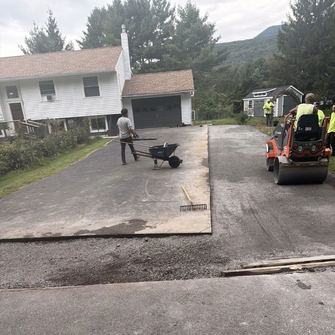 Driveway widening in progress.