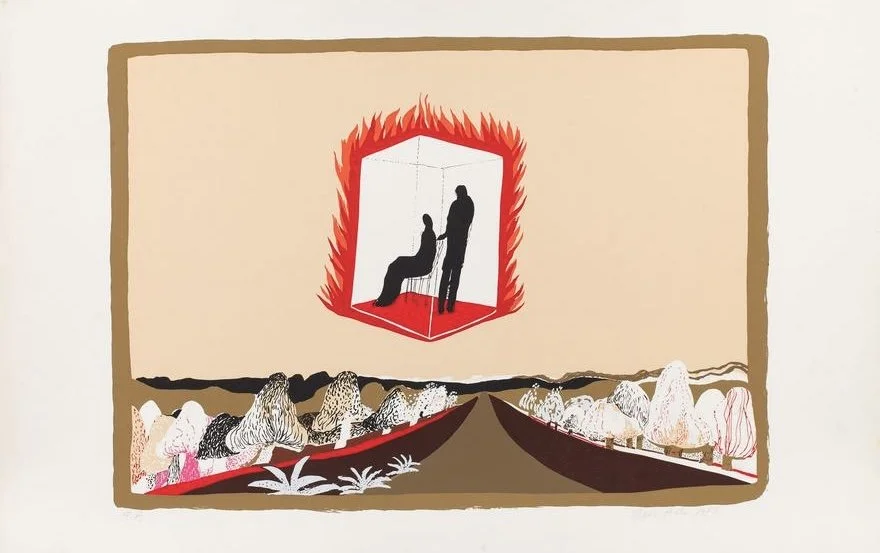 Maria Anto, "On a Journey", color lithograph on paper, P. A., 69,5 × 103,8 cm, 1973