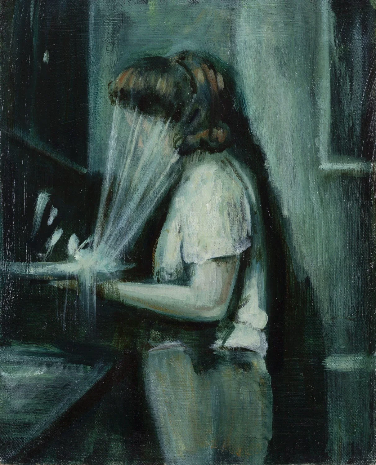 Julia Medyńska, "Daily Routine", oil on canvas, 30 × 24 cm, 2022