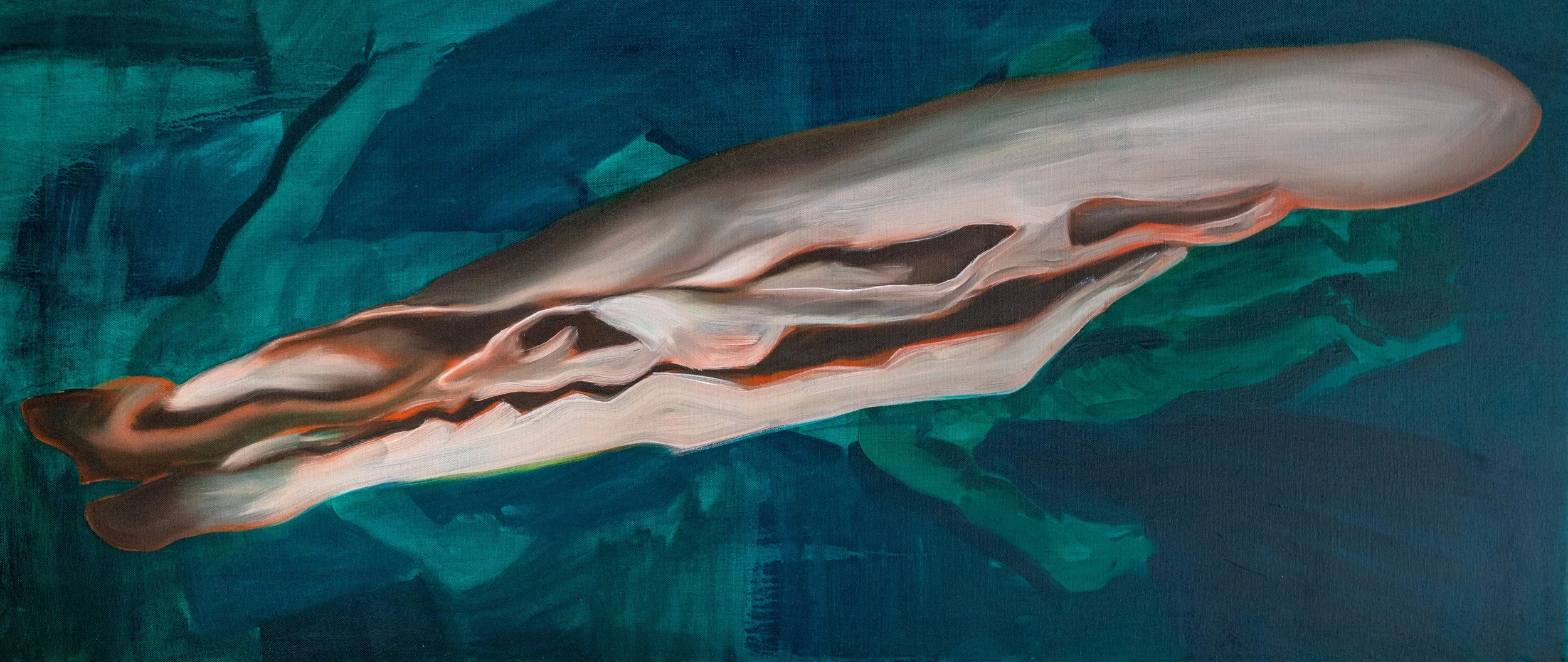 Karol Wanat, "What Next?", oil on canvas, 30 × 100 cm, 2025