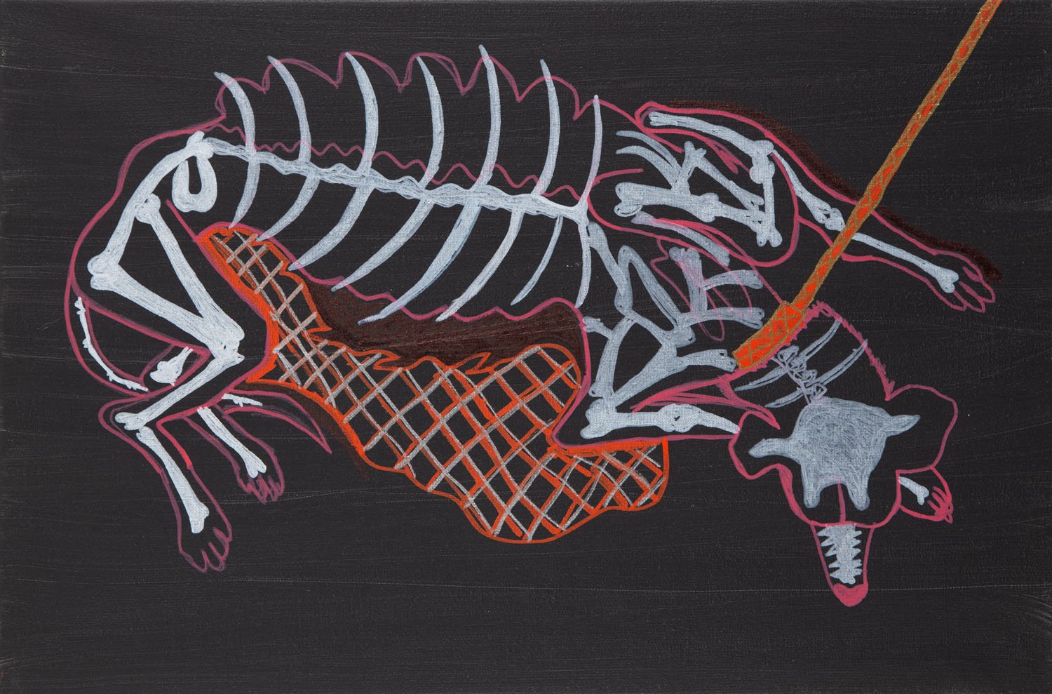 Martyna Czech, Skóra i kości, acrylic and felt-tip pen on canvas, 40 x 60 cm, 2020