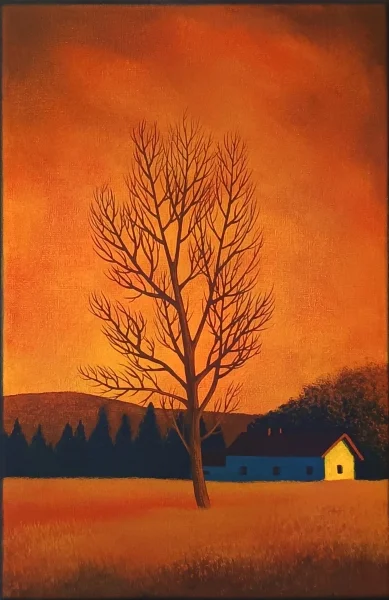 Ewelina Gumienna, "Tree III", acrylic on canvas, 27 × 18 cm, 2024