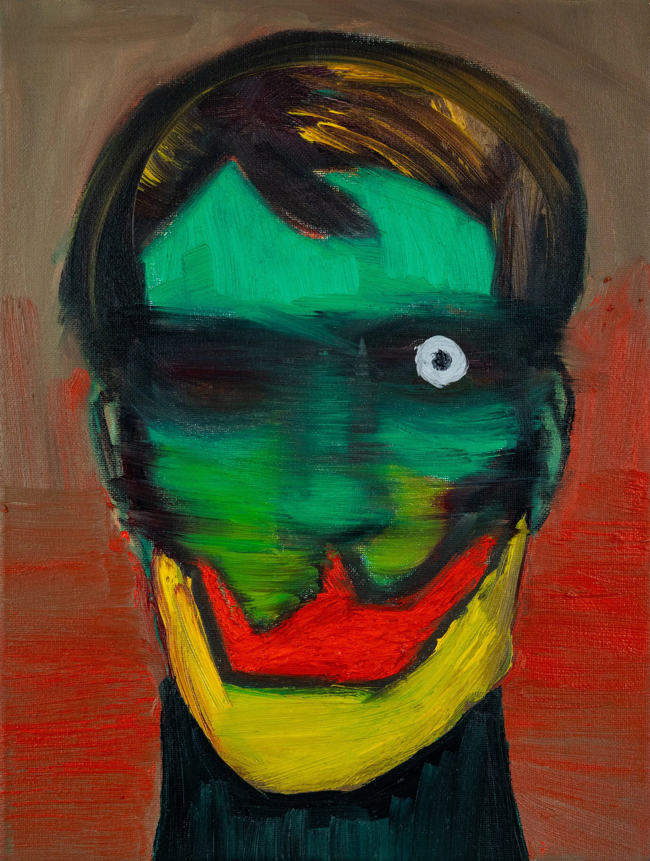 Karol Wanat, "Dread / Self-Portrait", oil on canvas, 30 × 40 cm, 2024