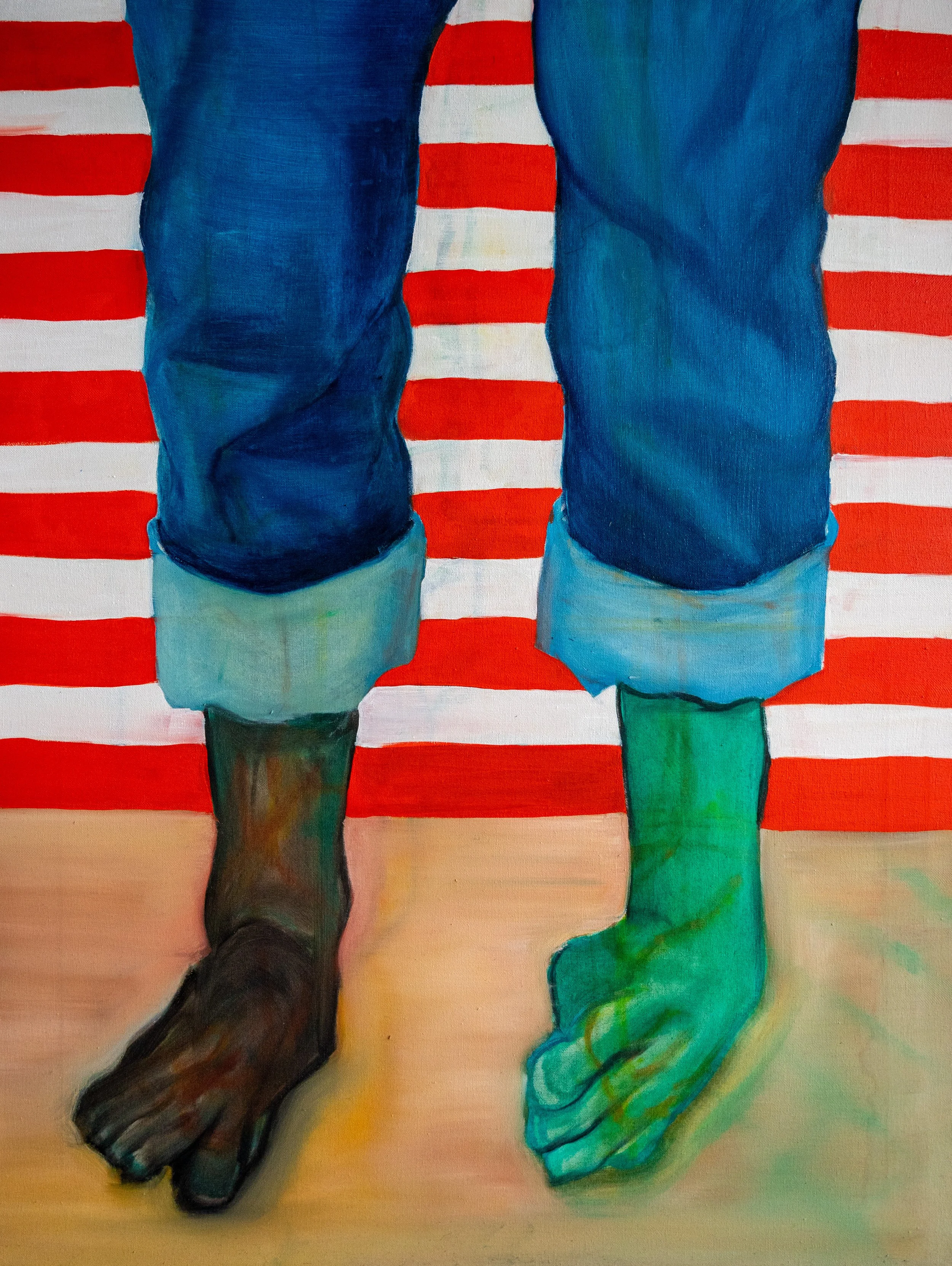 Karol Wanat, "Free, but Lame", oil on canvas, 60 × 90 cm, 2024