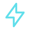 Stylized blue lightning bolt symbol on a black background.