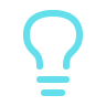 Lightbulb icon with a blue outline on a white background