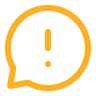 A speech bubble with an exclamation point inside.